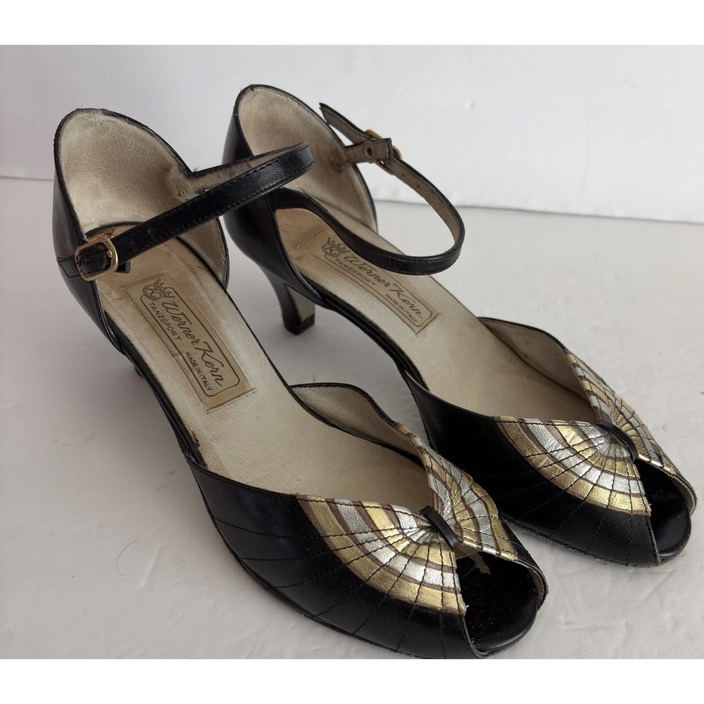 Vintage Werner Kern Dance Shoes Womens US 7.5 EU 38 UK 5 Leather Italy Art Deco